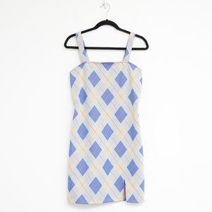 SALE Vintage Y2K Blue Argyle Mini Dress M/L